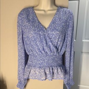 Japna wrap style sheer sleeve blouse